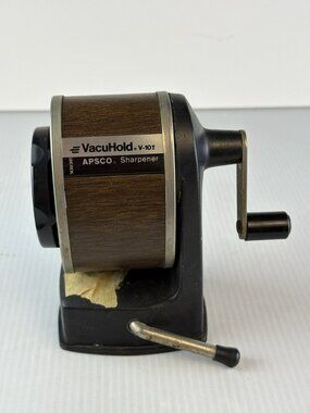 Vintage VacuHold APSCO V-101 6 Hole Pencil Sharpener Hand Crank Desk Mount